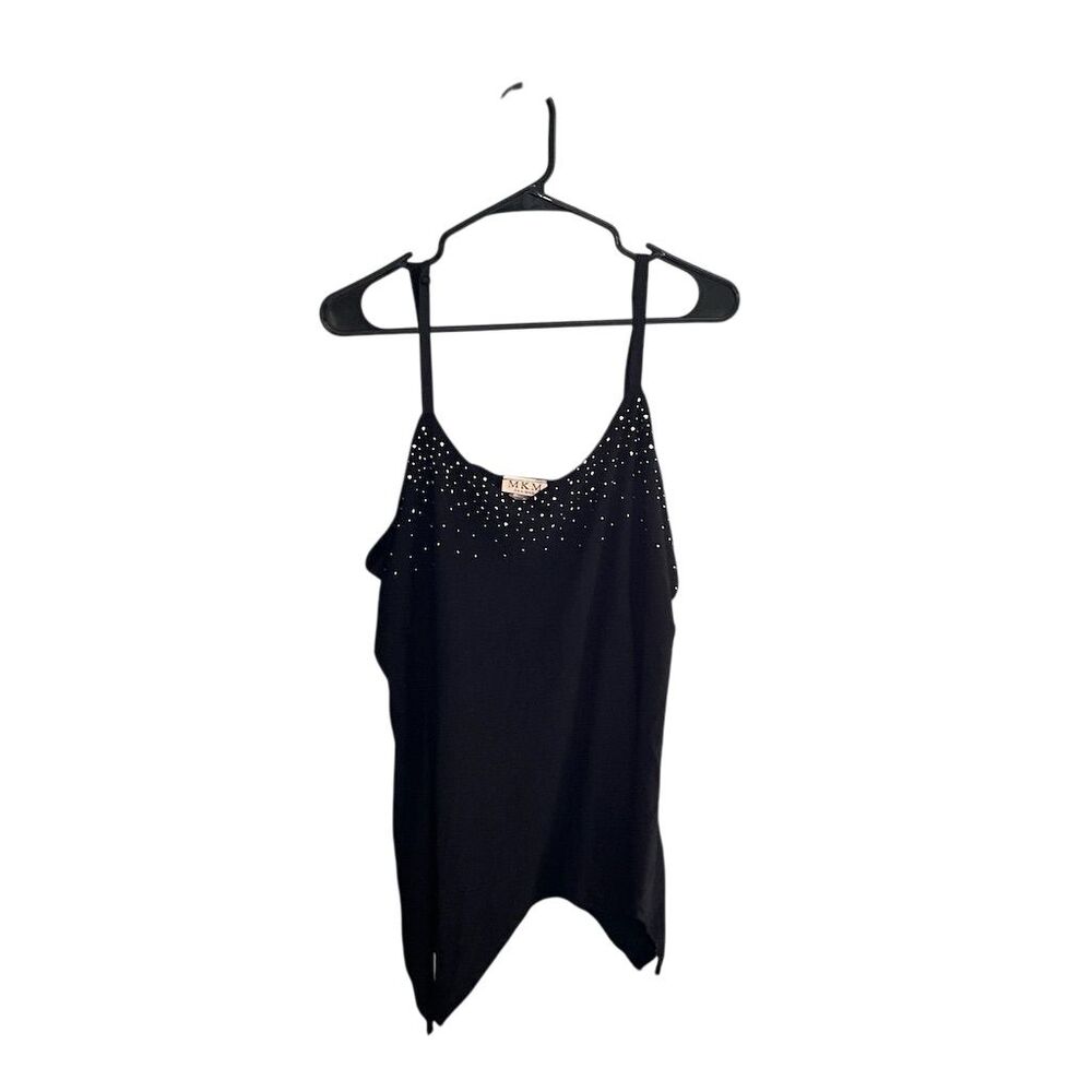 M.K.M Designs Women's Black Embellished Cami‎ Top  1X Whimsigoth Casual Tank